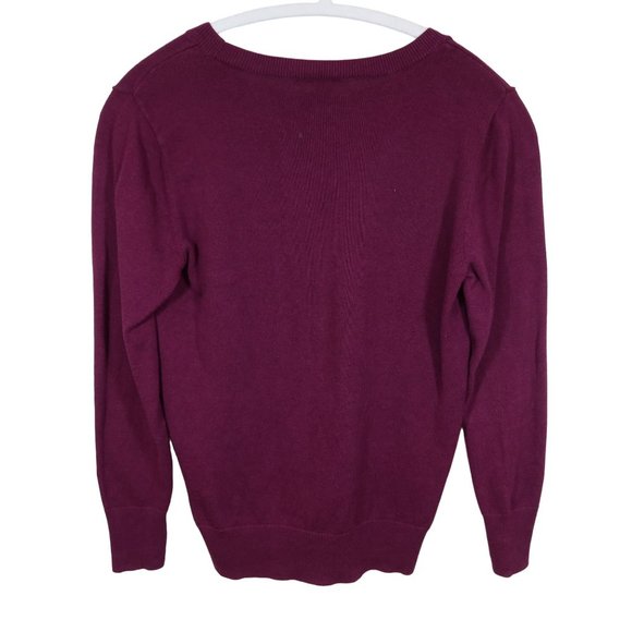 4/$25 HALOGEN Size S Purple Tres Chic Graphic Crew Neck Graphic Pullover Sweater - Picture 2 of 5